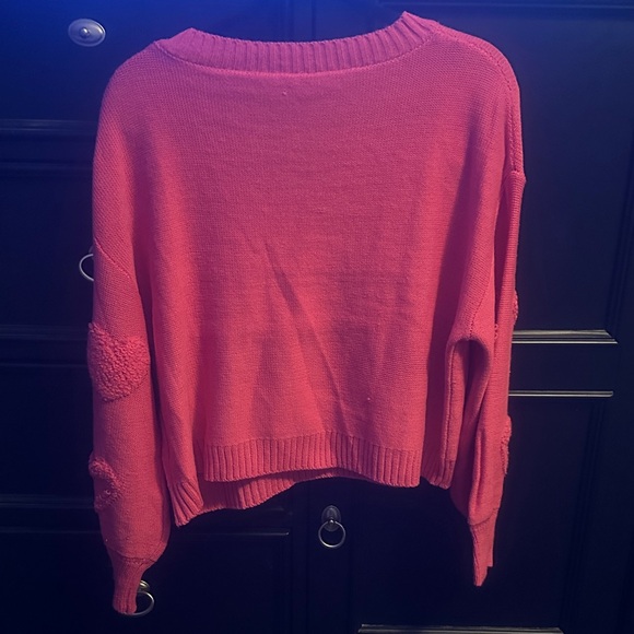 Pink Heart Embellished Sweater Sm - Picture 2 of 4